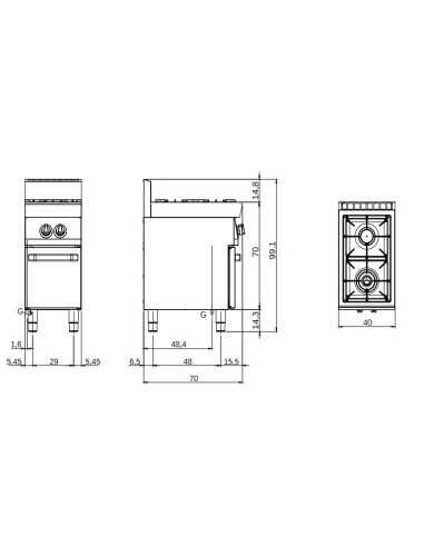 Gas cooker - N. 2 fires - Doorway - cm 40 x 70...