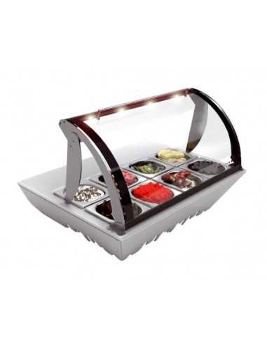 Vitrina refrigerada - N. 8 x GN1/6 H 65mm - cm 78.5 x 67.5 x 52.5/30 h