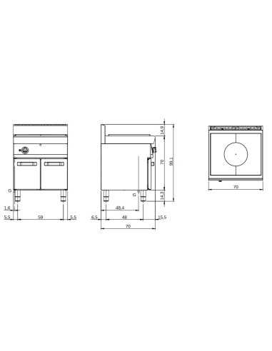 Cucina gas - Tuttapiastra - Vano con porte - cm...