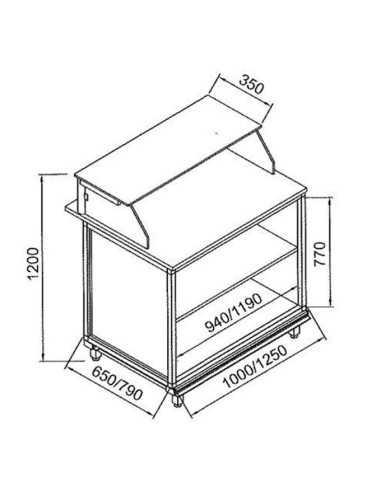 Banco bar milleusi - Neutro - Vetri basse - cm 100 x 65 x 120 h