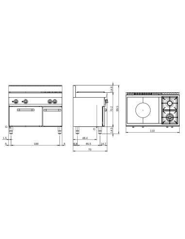 Cucina tuttapiastra a gas - N. 2  fuochi -...