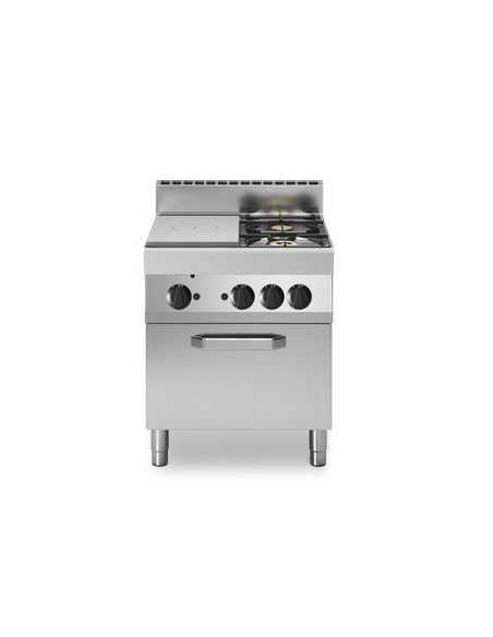 Cucina gas - Tuttapiastra + 2 fuochi - Forno a gas - cm 70 x 70 x 85h