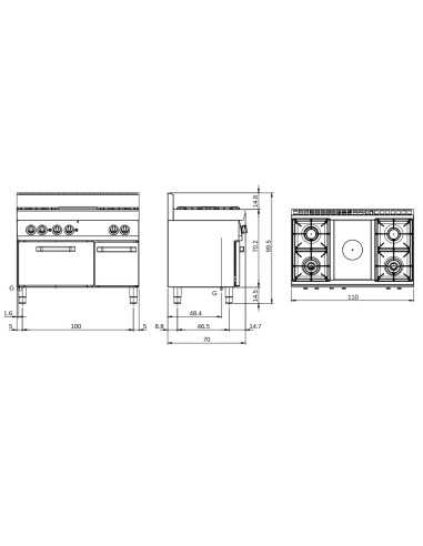 Gas cooker kitchen - N. 4 fires - Gas oven - cm...