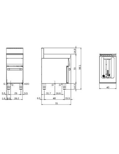Gas cooker - Capacity liters 40 - cm 40 x 70 x...