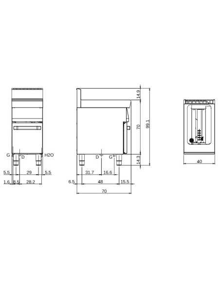 Gas cooker - Capacity liters 40 - cm 40 x 70 x 85 h