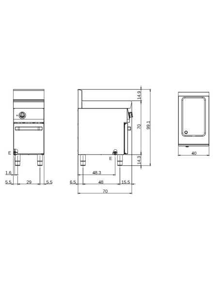 Cuocipasta elettrico - Capacità litri 40 - cm 40 x 70 x 85 h