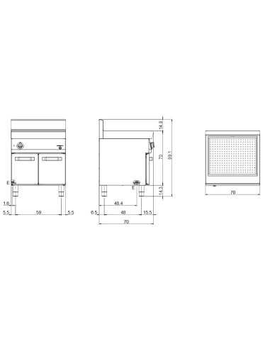Baño eléctrico - Baño GN 2/1 - cm 70 x 70 x 85 h