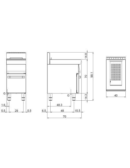 Freidora de gas - Capacidad literarios 13 - cm 40 x 70 x 85h