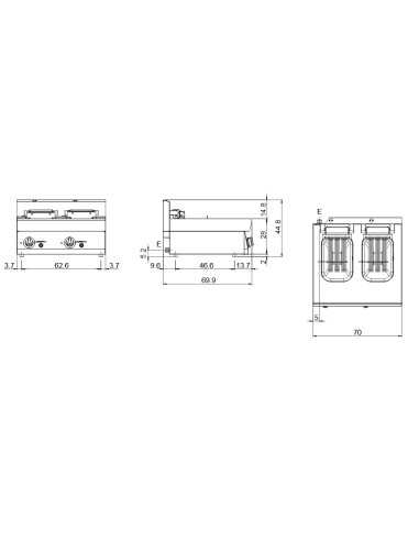 Electric fryer - Capacity Lt. 10 + 10 - cm 70 x...