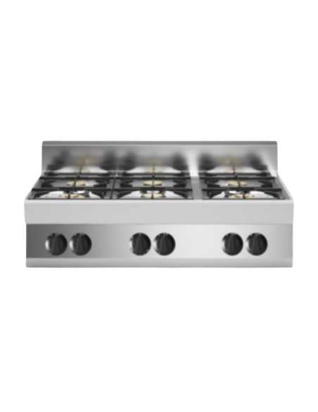 Cocina de gas - Banco - N. 6 incendios - cm 110 x 70 x 85h