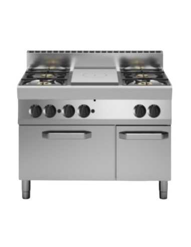 Cucina tuttapiastra a gas - N. 4  fuochi - Forno a gas - cm 110 x 70 x 85h