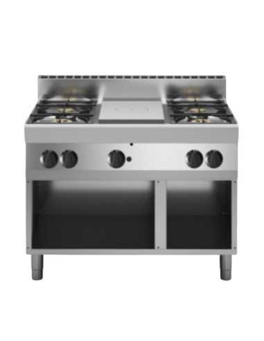 Cucina tuttapiastra a gas - N. 4 fuochi - cm 110 x 70 x 85h