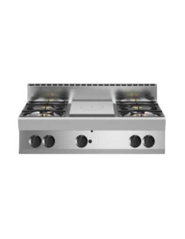 Cucina tuttapiastra a gas - N. 4  fuochi - Banco - cm 110 x 70 x 30h