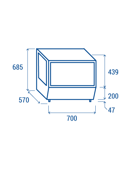 Pantalla de contador - Ventilado - Capacidad 120 L - cm 70 x 57 x 68,5 h