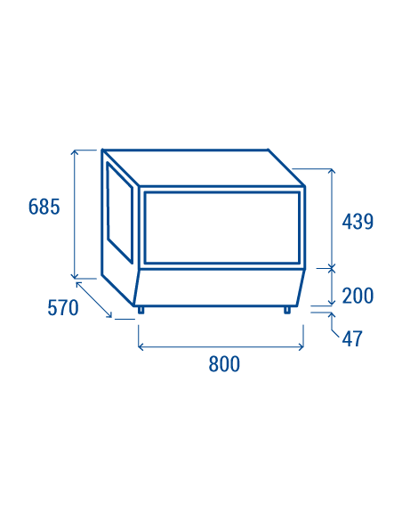 Pantalla de contador - Ventilado - Capacidad 160 L - cm 88 x 57 x 68.5 h