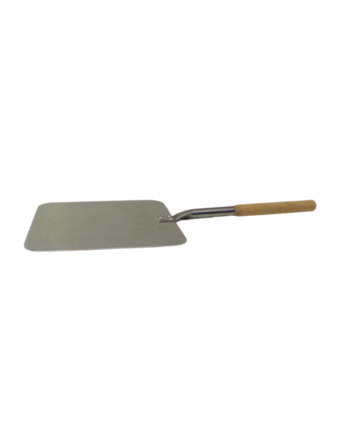 Square pizza shovel - In aluminum with stainless steel handle and wooden grip - Dimensions 28 x 28 x 58 h cm