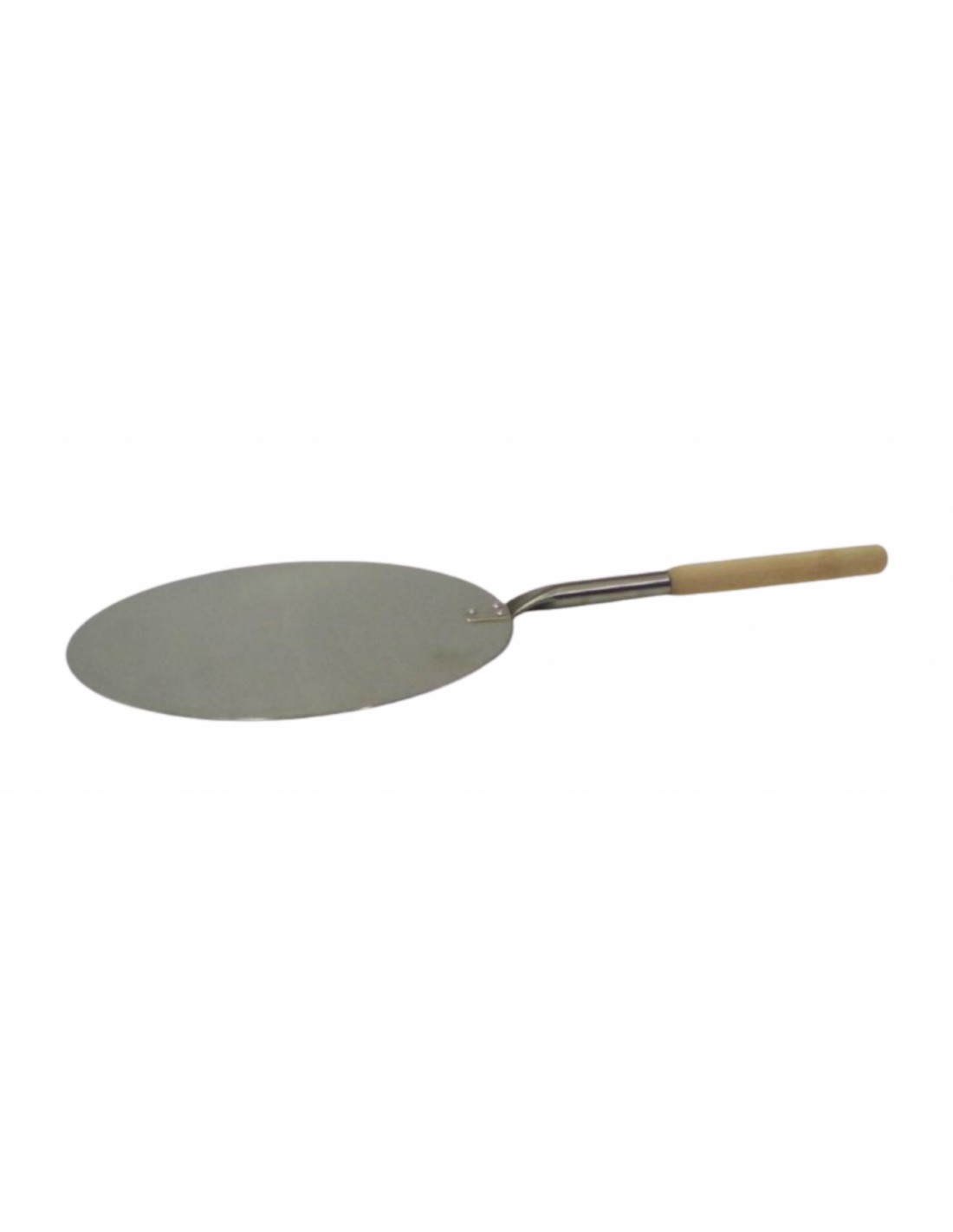 Round pizza shovel - In aluminum with stainless steel handle and wooden grip - Dimensions Ø 32 x 58 cm