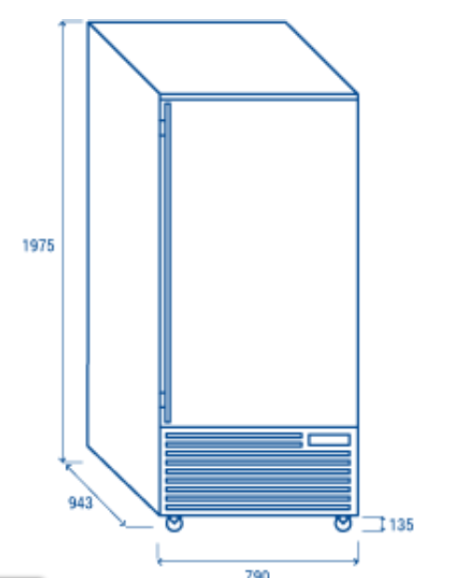 Blast chiller 15 GN1 trays/1 or EN 60x40 - cm 79 x 94.3 x 197.5h