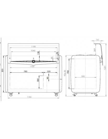 Banco gelateria - N. 8+6 carapine Lt 7.5 - cm 131.8 x 69 x 98.4h