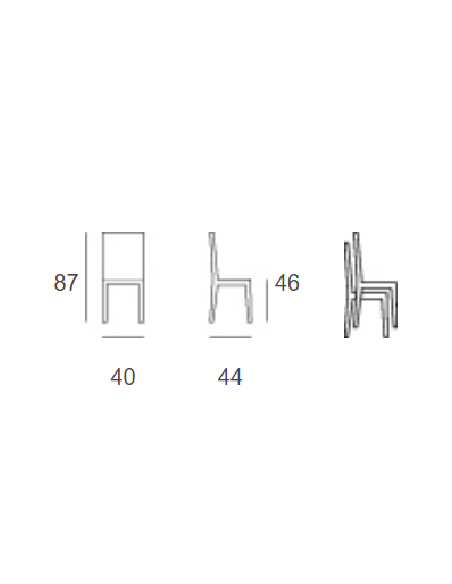 Silla - Estructura en tubular pintado con polvos epoxi - cm 40 x 44 x 87 h