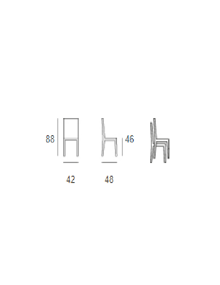 Silla - Estructura en tubular pintado con polvos epoxi - cm 42 x 48 x 88 h