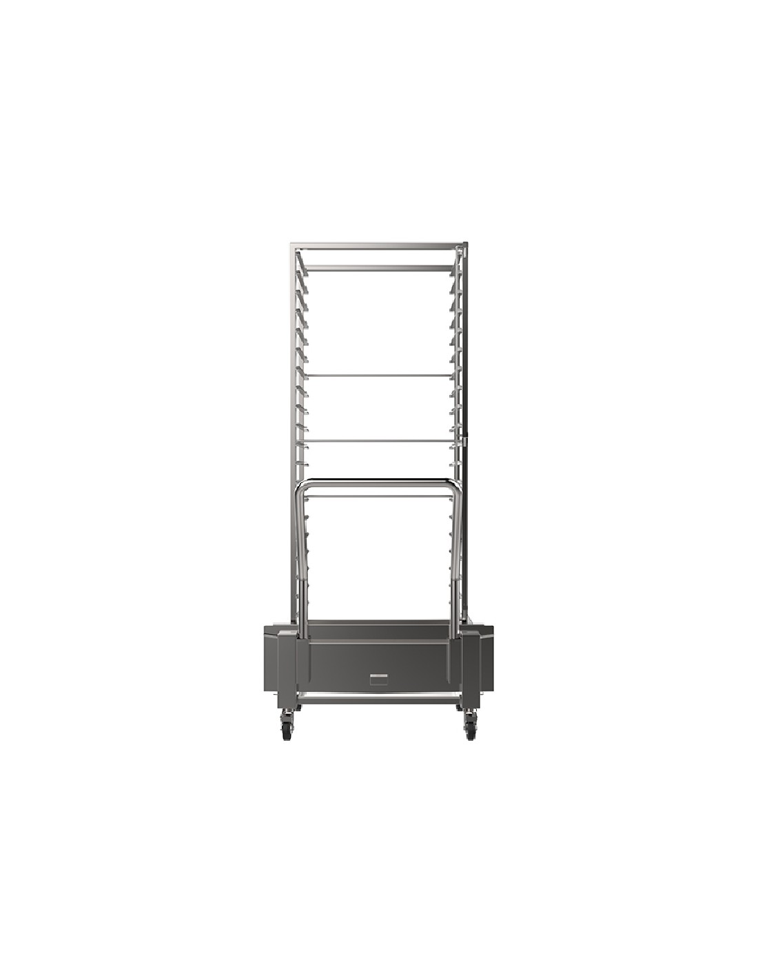 Retractable trolley - Acciaio inox AISI 304 - Ergonomic handle - Braking wheels - For ovens 20 pans - Dimensions cm 66 x