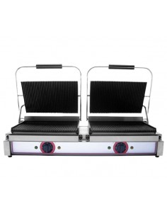 Piastra elettrica in ghisa piano rigato e coperchio rigato cm 33.5 x 23