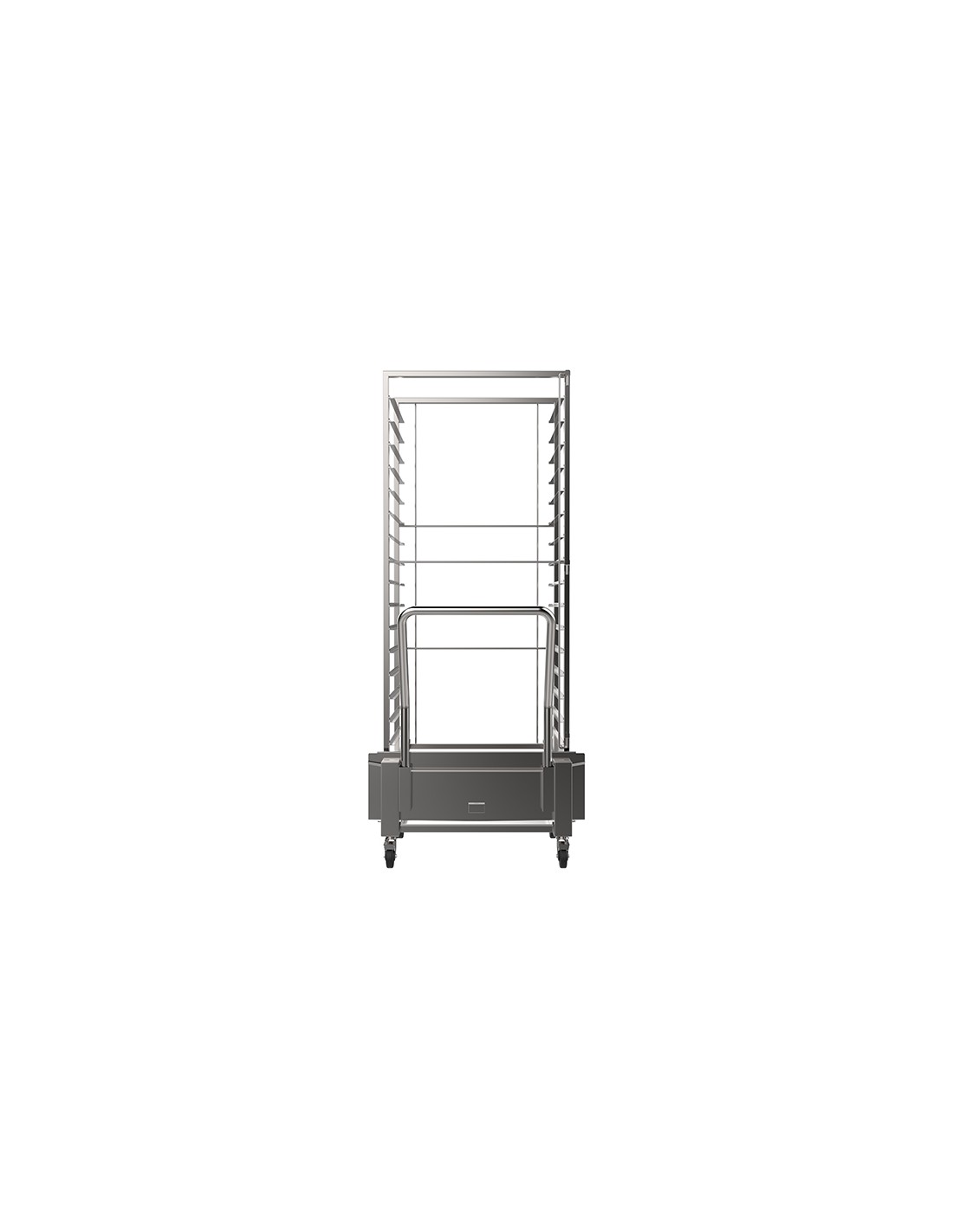 Retractable trolley - Acciaio inox AISI 304 - Ergonomic grip - Removable - Braking wheels - For ovens 16 pans - Dime