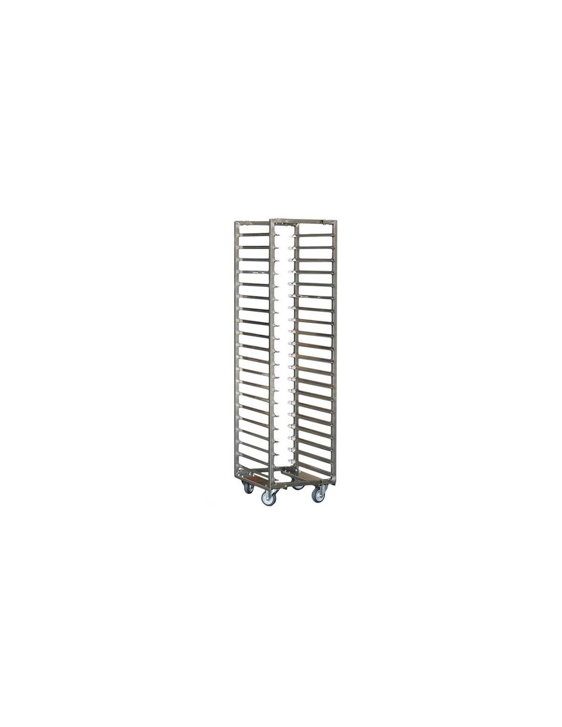 Board trolley 60 x 40 - Stainless steel - Service - With 16 shelves - Step 100 mm - Not available in the cooking room