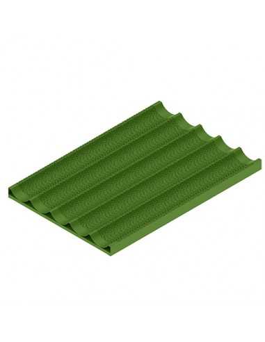 Teglia alluminio forato a 5 canali ondulata rivestita in teflon - cm 60 x 40 x 3.7 h
