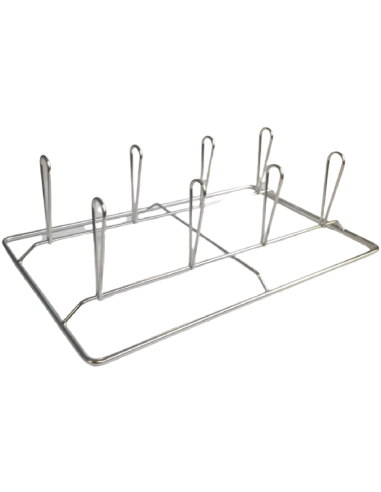 Stainless steel grill - Poultry holder - 8 positions - Dimensions cm 53 x 32.5 x 16 h