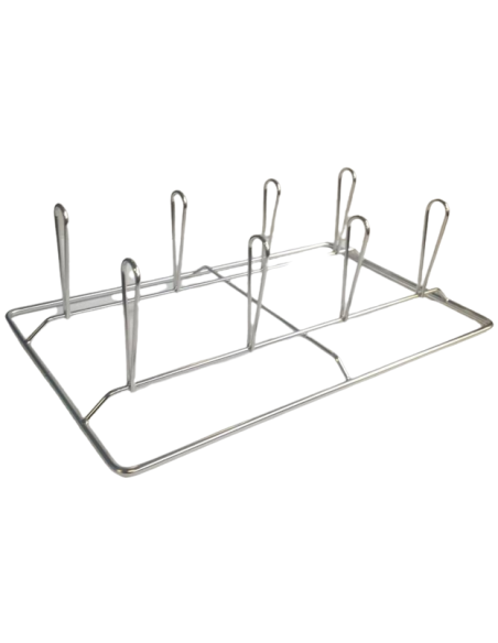 Griglia acciaio inox - Porta polli - 8 posizioni - Dimensioni cm 53 x 32.5 x 16 h