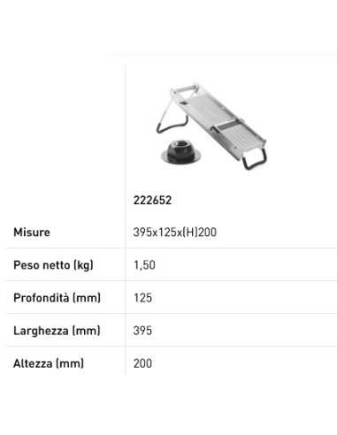 Mandolina - Con 5 lame in acciaio inox - mm 395...
