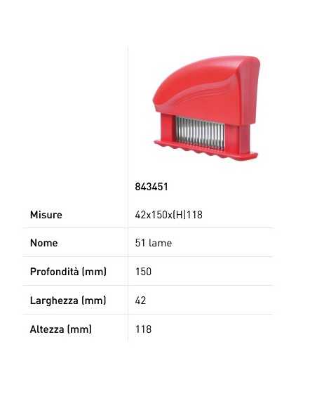 Inteneritrice manuale con 51 lame in acciaio