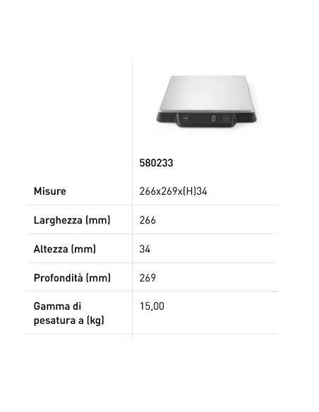 Balance - Max kg capacity 15 - cm 26.6 x 26.9 x 3.4 h