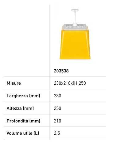 Dispenser 2.5 liter with 20 ml dosage yellow color