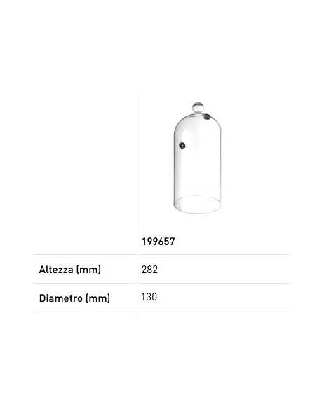 Campana di vetro per cocktail - Con sfiato - In vetro borosilicato - mm Ø 130 x 282