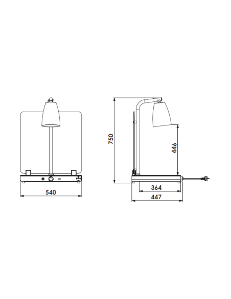 Piano caldo con una lampada infrarossi - Temperatura  +30°/+90°C - cm 54 x 44.7 x 75 h