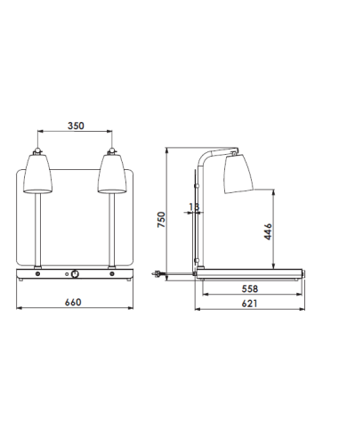 Plan caliente - N.2 lámparas - cm 66 x 62.1 x 75 h