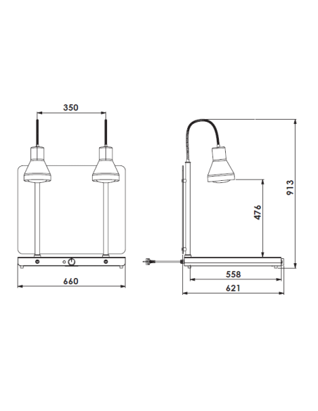 Piano caldo con due lampade ad infrarossi - Temperatura +30°/+90°C - cm 66 x 62.1 x 75 h
