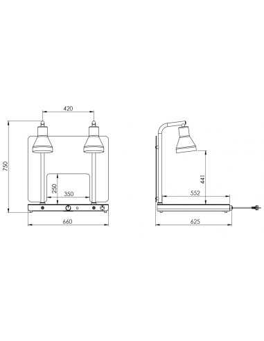 Plan caliente - N.2 lámparas - cm 66 x 62.5 x 75 h