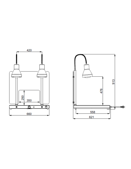 Warm top con dos lámparas de infrarrojos - Temperatura +30°/ +90°C - cm 66 x 62,1 x 91,3 h