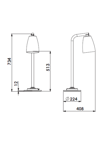 Heating lamp - cm 22.4 x 40.8 x 73.4 h