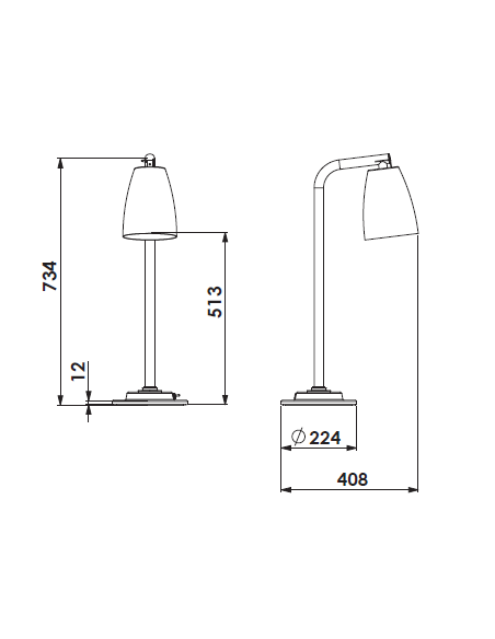 Lámpara de calefacción por infrarrojos de luz blanca - cm 22,4 x 40,8 x 73,4 h