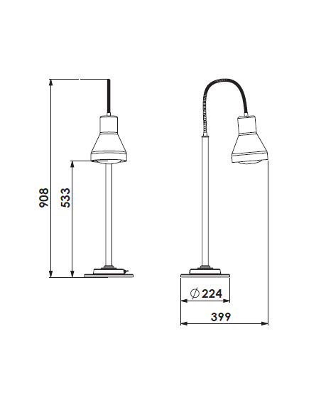 Lámpara de calefacción por infrarrojos de luz blanca - cm 22,4 x 39,9 x 90,8 h