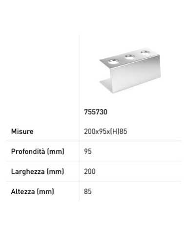 Support for ice cream cones - 3 holes - mm 205...