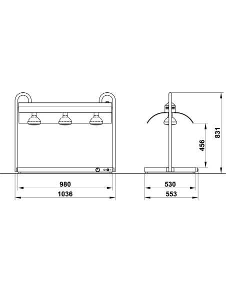 Plan caliente - N.3 lámparas - cm 103.6 x 55.3 x 83.1 h