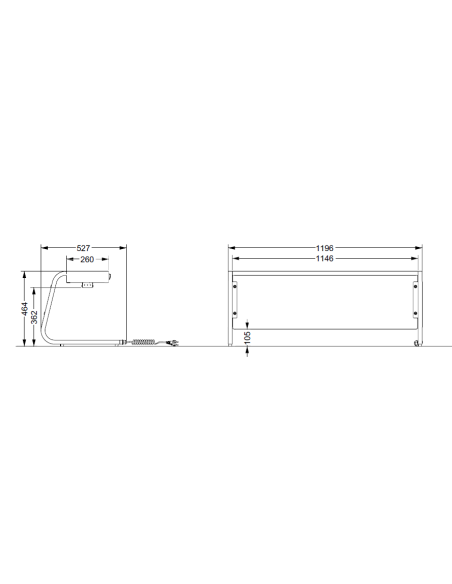 Alzata alogena - N. 3 x GN 1/1 - N.3 lampade - cm 119.6 x 52.7 x 46.4 h