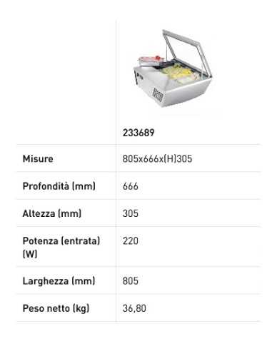 Banco gelateria - N.8 x GN 1/6 o n. 4 x GN 1/3...