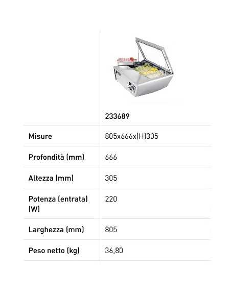 Helado de crema - N.8 x GN 1/6 o 4 x GN 1/3 - cm 80.5 x 66.6 x 30.5h